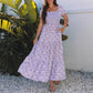 Purple Long Sleeve Maxi Dress Womens Sweet Summer Casual Polyester Skirt - Women