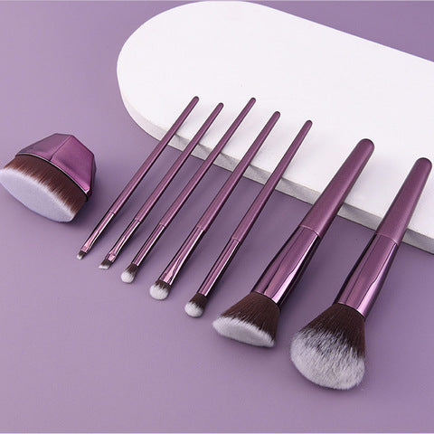 Purple Makeup Brush Set with Soft Tool Brushes and Bag - tool makeup brush soft stock beginner set
