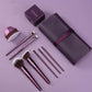 Purple Makeup Brush Set with Soft Tool Brushes and Bag - tool makeup brush soft stock beginner set