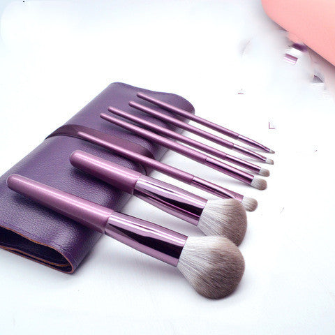 Purple Makeup Brush Set with Soft Tool Brushes and Bag - tool makeup brush soft stock beginner set
