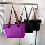 Purple Oxford Cloth Suitcase with Black Stripes and Double Shoulder Connectors - Teleplus Straps oxford cloth