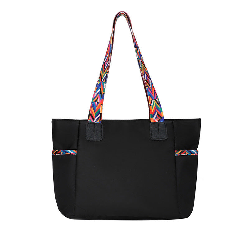 Purple Oxford Cloth Suitcase with Black Stripes and Double Shoulder Connectors - Teleplus Straps oxford cloth