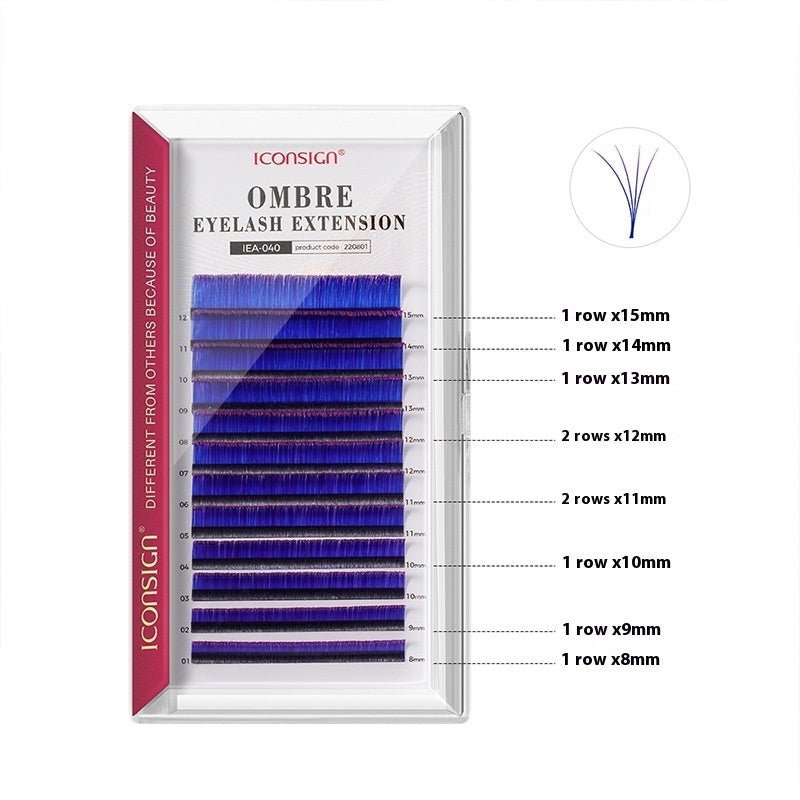 Purple Peak Gradient Color Eyelashes Blue Background Black Mix Pack - purple peak black background blue gradient mix