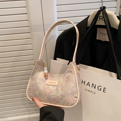 Purple Pink Polyester French Fashion Handbag with Shoulder and Underarm Options - Teleplus french fashion handbag