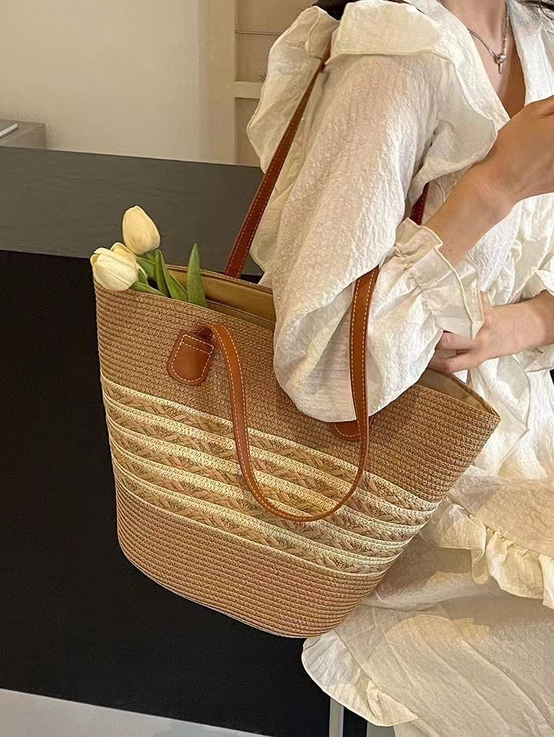 Raffia Woven Bag for South Korea Vacation and Style - south korea vacation style raffia woven bag