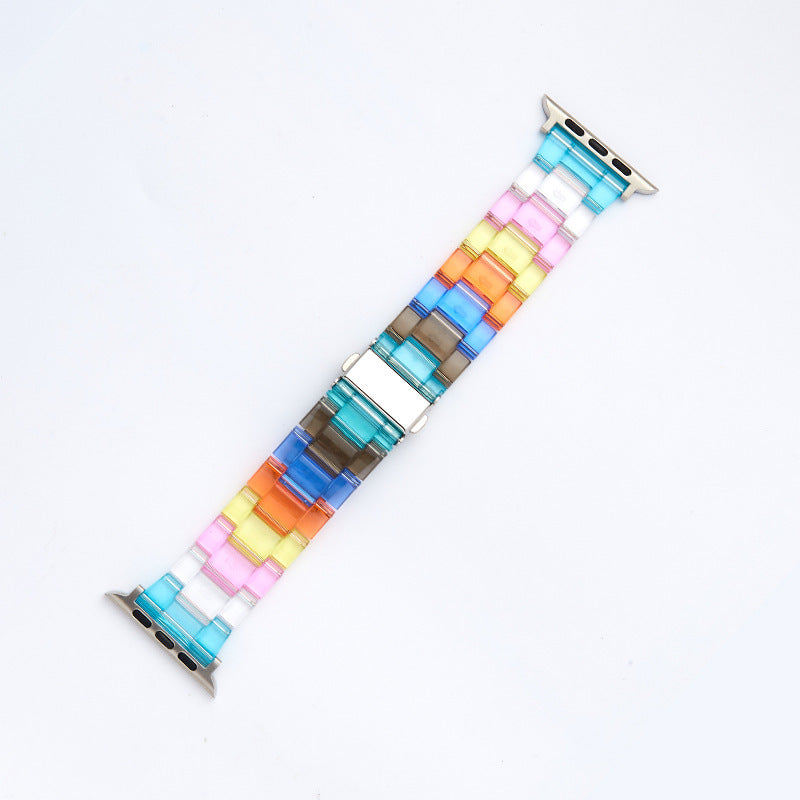 Rainbow Color Watch Strap Resin with Translucent and Transparent Options - Teleplus for Smart Watches smart watch strap