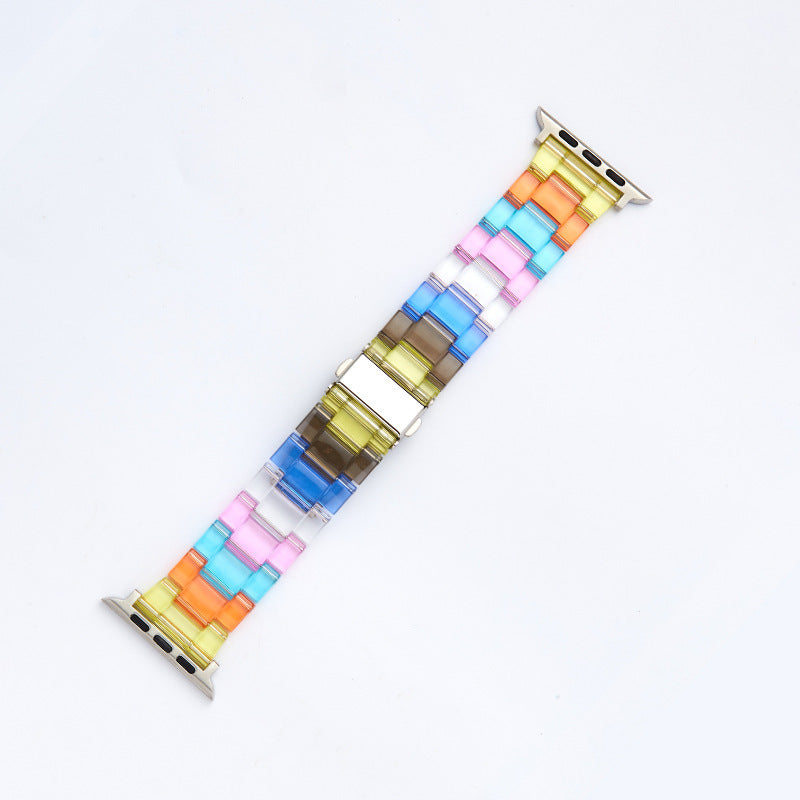 Rainbow Color Watch Strap Resin with Translucent and Transparent Options - Teleplus for Smart Watches smart watch strap