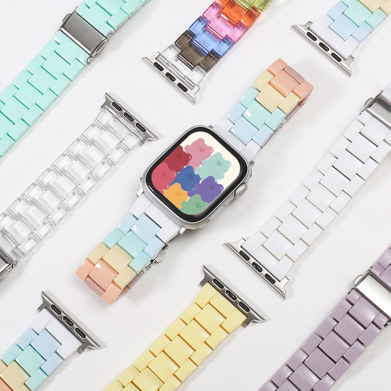 Rainbow Color Watch Strap Resin with Translucent and Transparent Options - Teleplus for Smart Watches smart watch strap