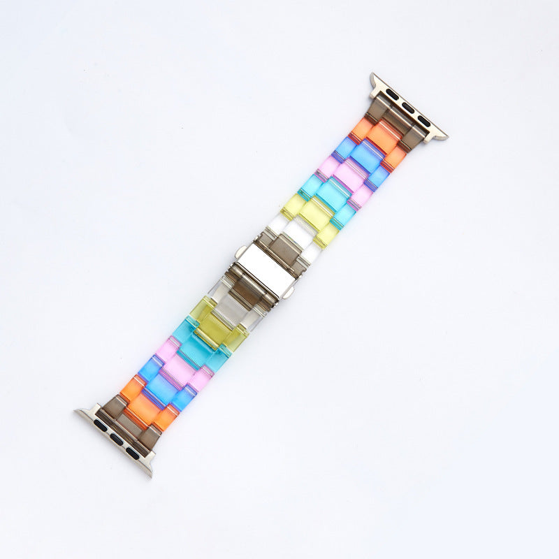 Rainbow Color Watch Strap Resin with Translucent and Transparent Options - Teleplus for Smart Watches smart watch strap