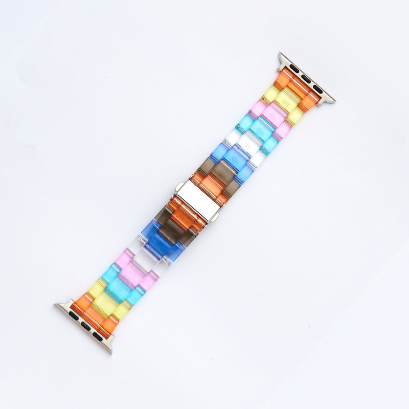 Rainbow Color Watch Strap Resin with Translucent and Transparent Options - Teleplus for Smart Watches smart watch strap