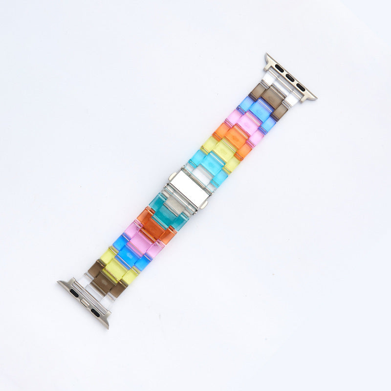 Rainbow Color Watch Strap Resin with Translucent and Transparent Options - Teleplus for Smart Watches smart watch strap