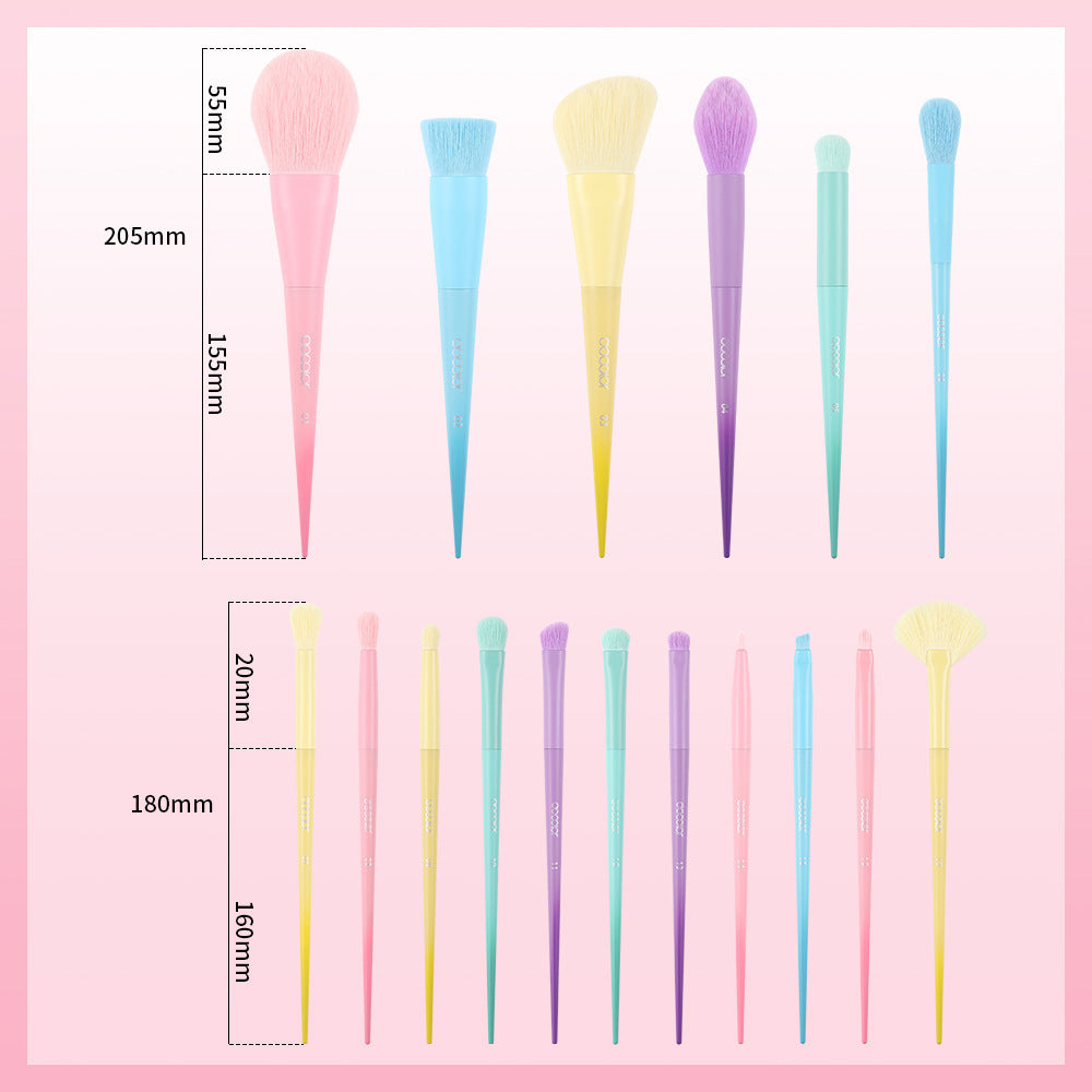 Rainbow Makeup Brush with Macaron Color Series for Sensitive Skin - makeup brush rainbow pcs macaron color series