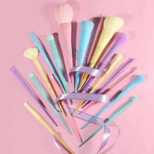 Rainbow Makeup Brush with Macaron Color Series for Sensitive Skin - makeup brush rainbow pcs macaron color series