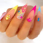 Rainbow Small Flower Nail Art Tips for Pointed Toe Nails and Rhinestones - Teleplus rainbow small flower pointed toe