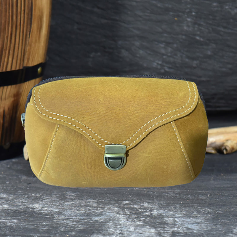 Real Cowhide Women’s Leather Phone Bag in Yellow and Brown for United States - Waist Pack For Dapper Lovers united