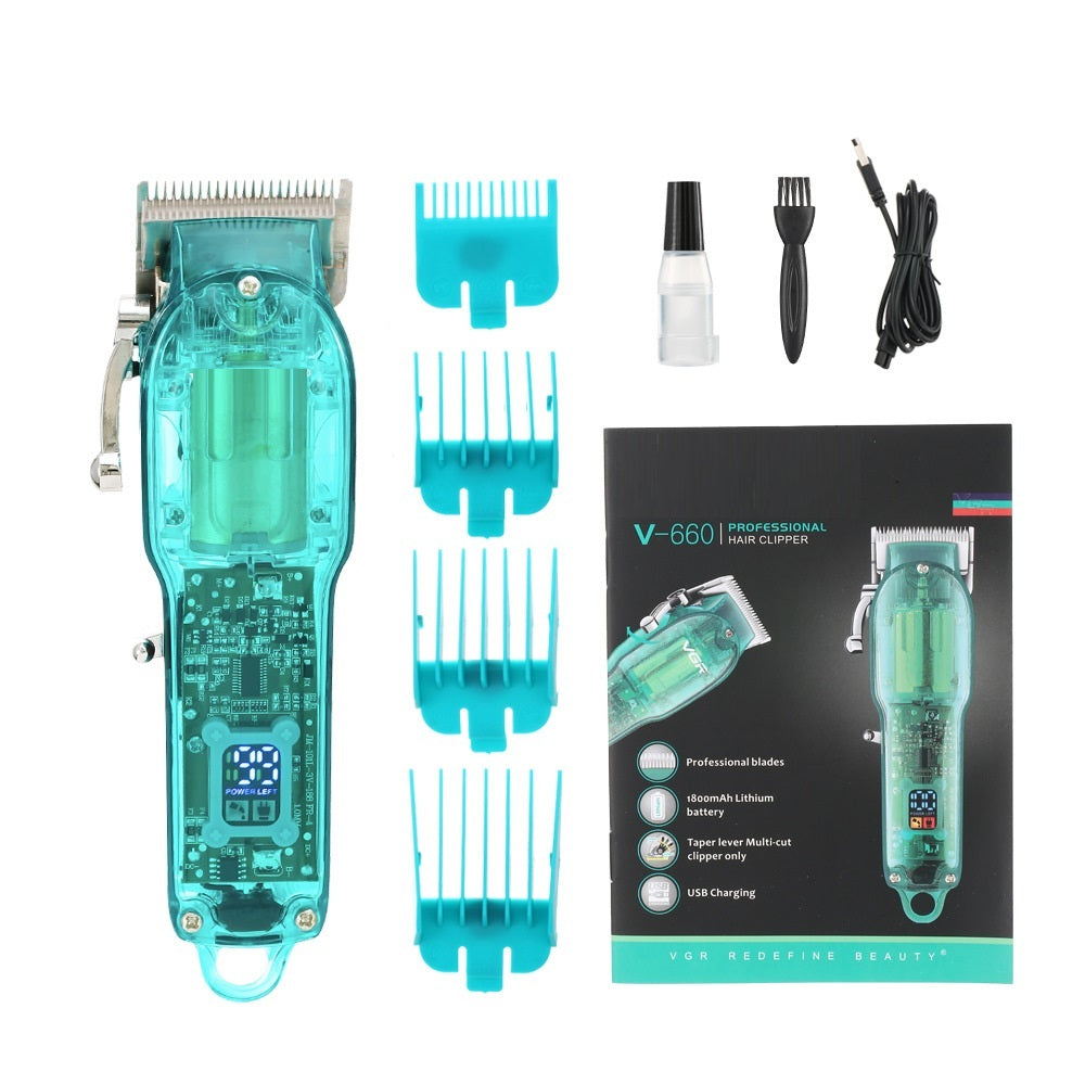 Rechargeable Digital Display Transparent Hair Clipper with Washable Blade - for Grooming rechargeable digital display
