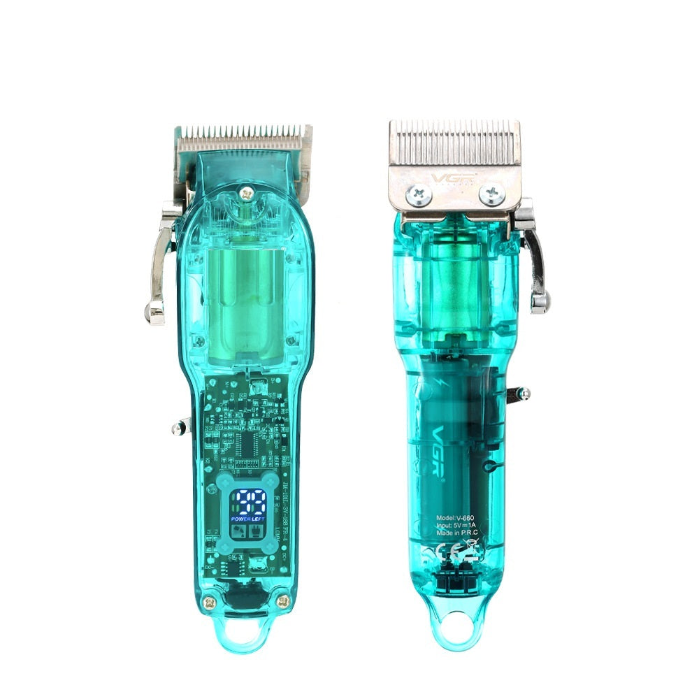 Rechargeable Digital Display Transparent Hair Clipper with Washable Blade - for Grooming rechargeable digital display