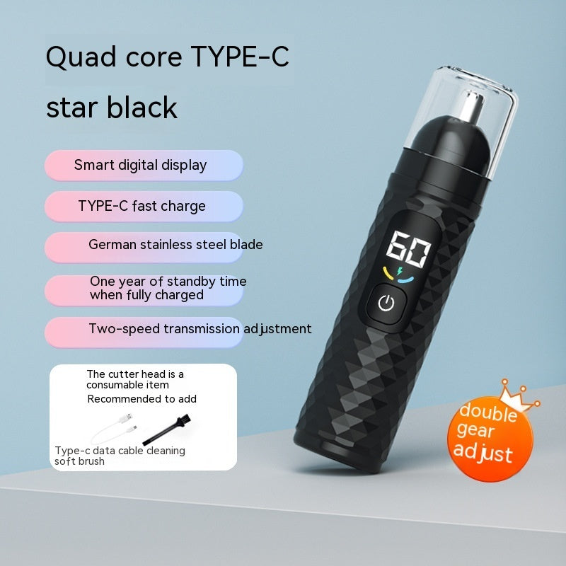 Rechargeable Electric Nose Hair Trimmer with Digital Display and Cleaning System - Teleplus electric nose hair trimmer