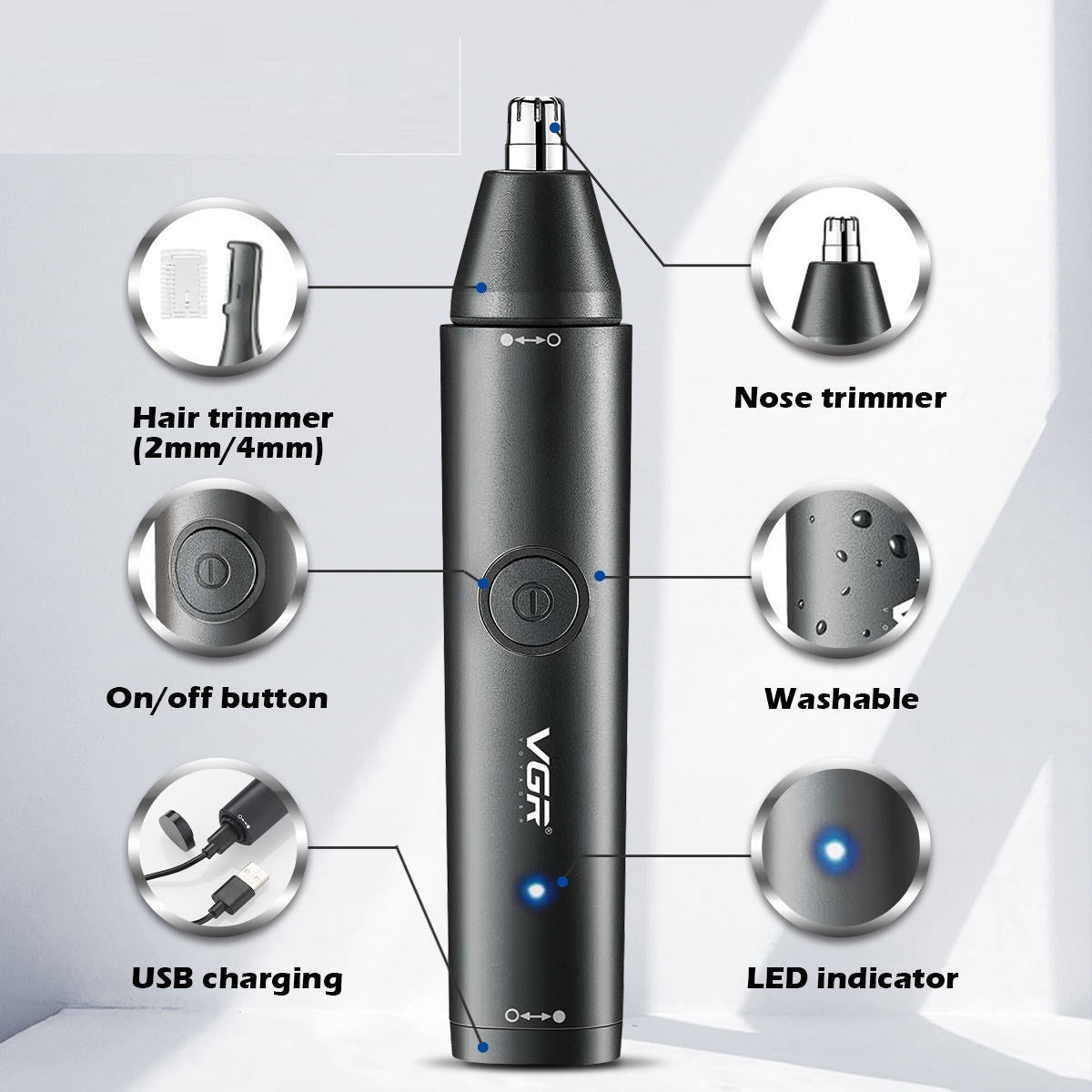 Rechargeable Nose Hair Trimmer with Washable Body and Trimming Cleaner - Teleplus nose hair trimming cleaner