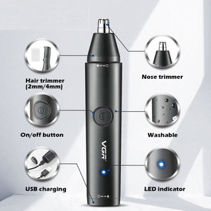 Rechargeable Nose Hair Trimmer with Washable Body and Trimming Cleaner - Teleplus nose hair trimming cleaner