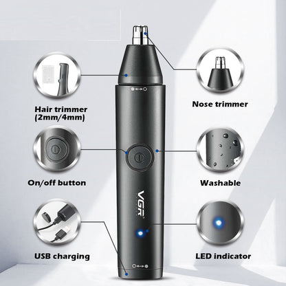 Rechargeable Nose Hair Trimmer with Washable Body and Trimming Cleaner - Teleplus nose hair trimming cleaner