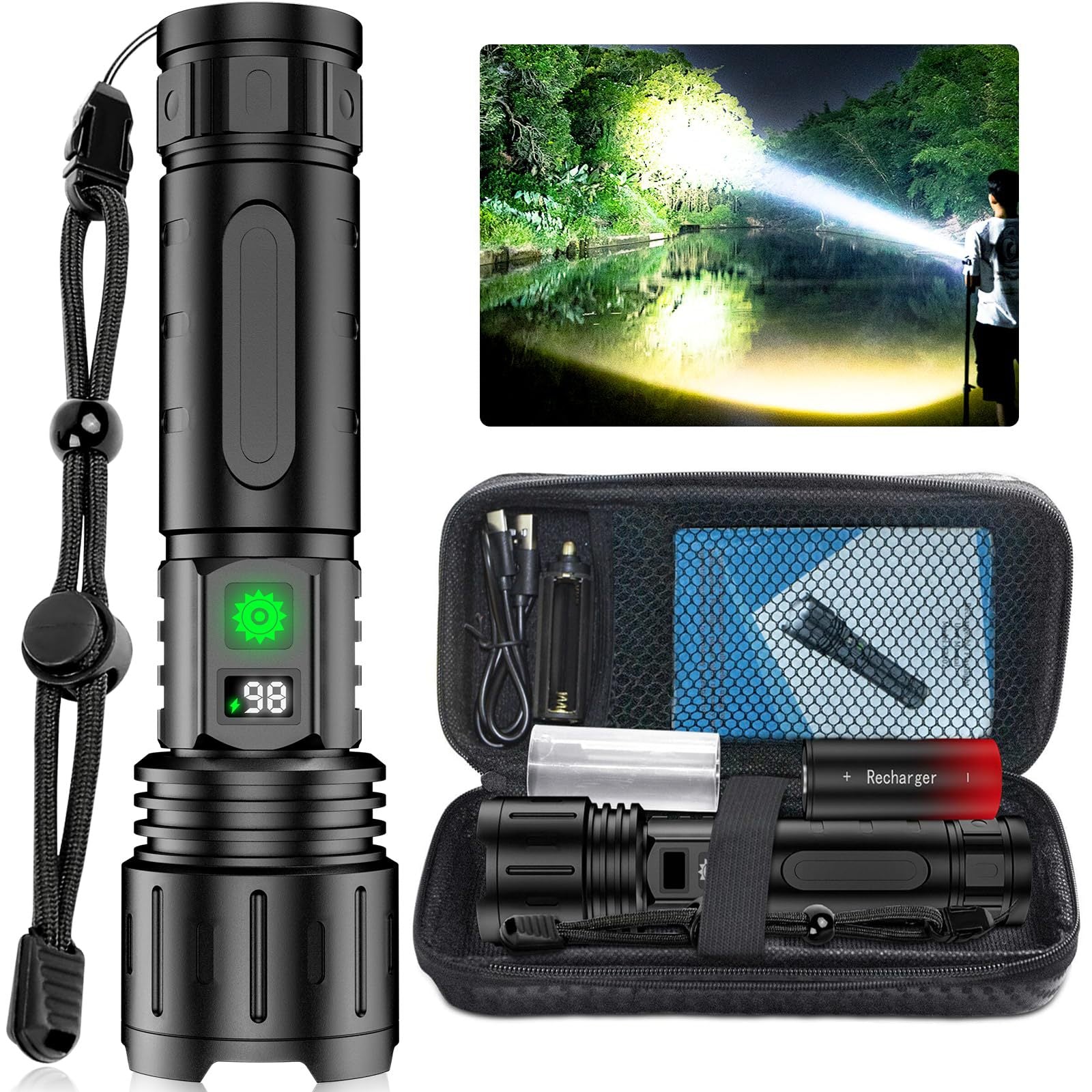 Rechargeable Portable Flashlight with Strong Light and Explosion-Proof Battery - strong light rechargeable flashlight