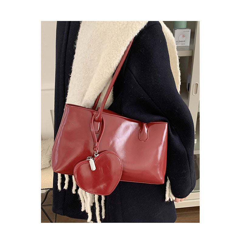 Red and Black Synthetic Leather Medium PU Suitcase Style Shoulder Bag - by Teleplus shoulder bag