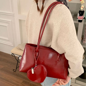 Red and Black Synthetic Leather Medium PU Suitcase Style Shoulder Bag - by Teleplus shoulder bag