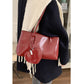 Red and Black Synthetic Leather Medium PU Suitcase Style Shoulder Bag - by Teleplus shoulder bag