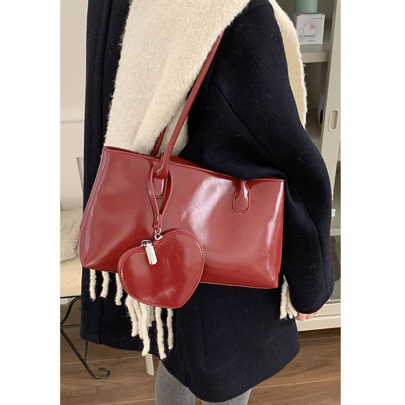 Red and Black Synthetic Leather Medium PU Suitcase Style Shoulder Bag - by Teleplus shoulder bag