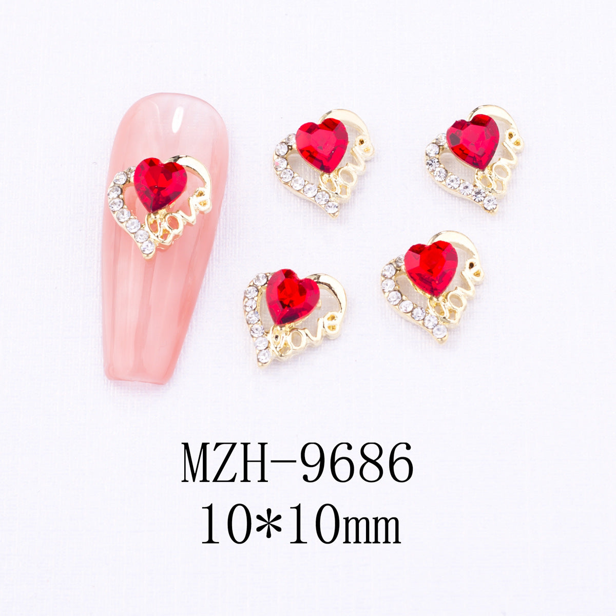 Red Bow Nail Ornaments for Year Decoration 10PCS Metal and Glass - Teleplus Ornament year nail ornament red bow