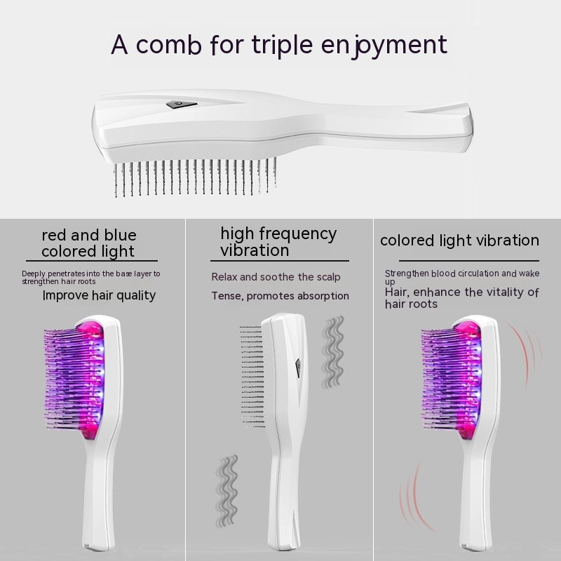 Red Light Vibration Massage Comb with Therapy and Multiple Speeds - red light vibration massage comb