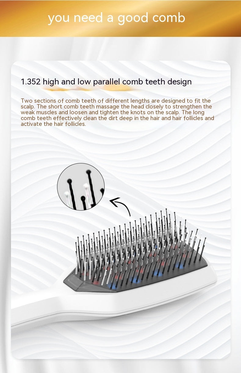 Red Light Vibration Massage Comb with Therapy and Multiple Speeds - red light vibration massage comb