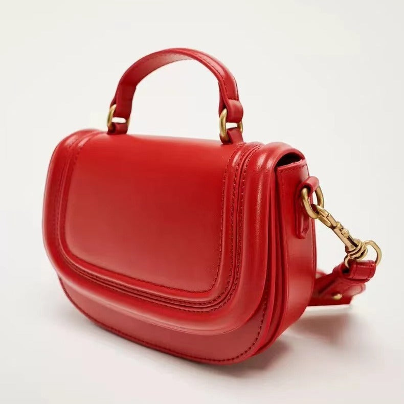 Red Mini Flip Shoulder Bag Portable Crossbody with Double Connector - red mini flip shoulder portable crossbody bag