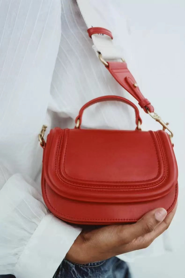 Red Mini Flip Shoulder Bag Portable Crossbody with Double Connector - red mini flip shoulder portable crossbody bag