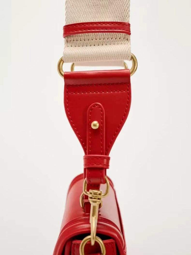 Red Mini Flip Shoulder Bag Portable Crossbody with Double Connector - red mini flip shoulder portable crossbody bag