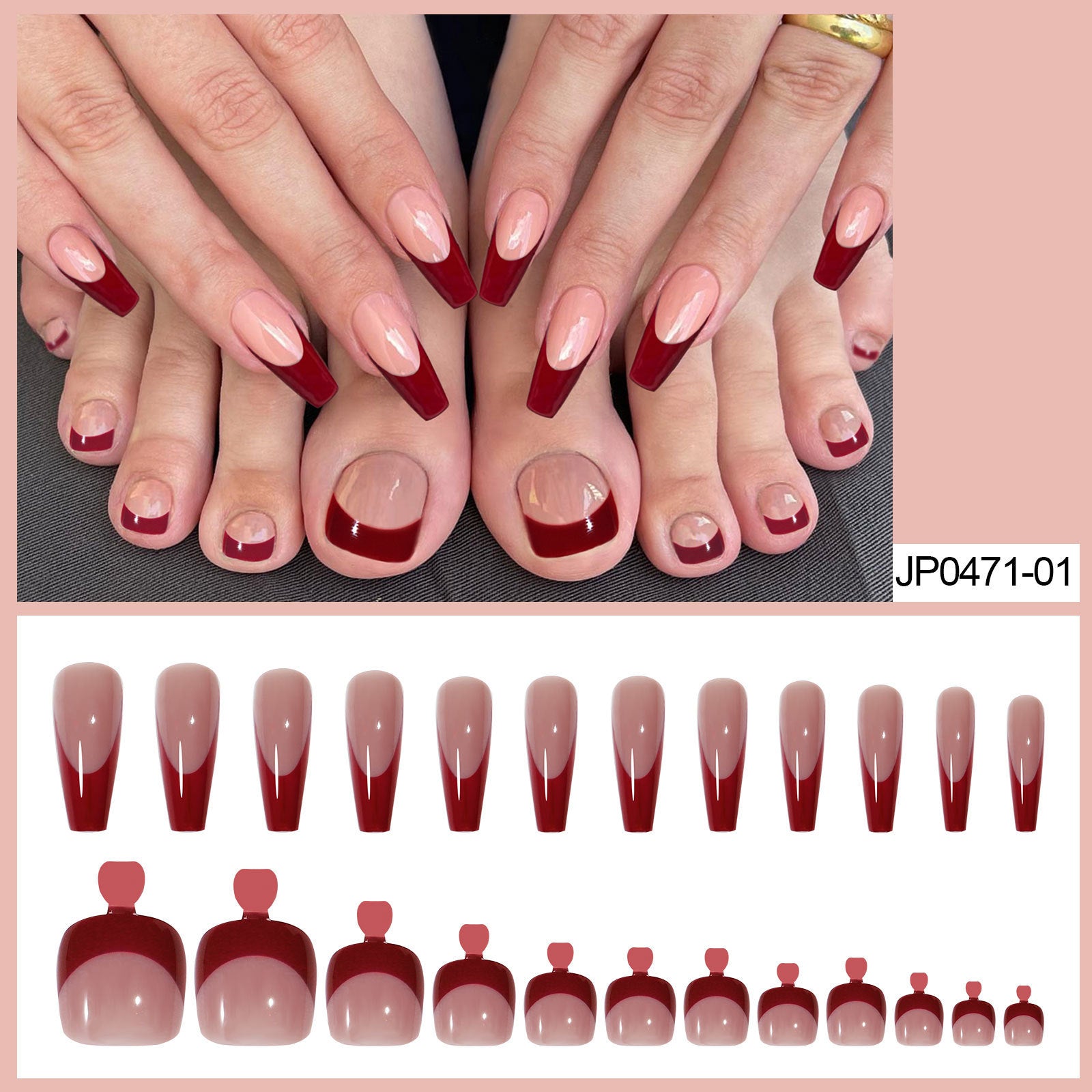 Red Nail Dressing Set with Tools and Foot Patch for Bright - Teleplus nail dressing foot patch set bright red