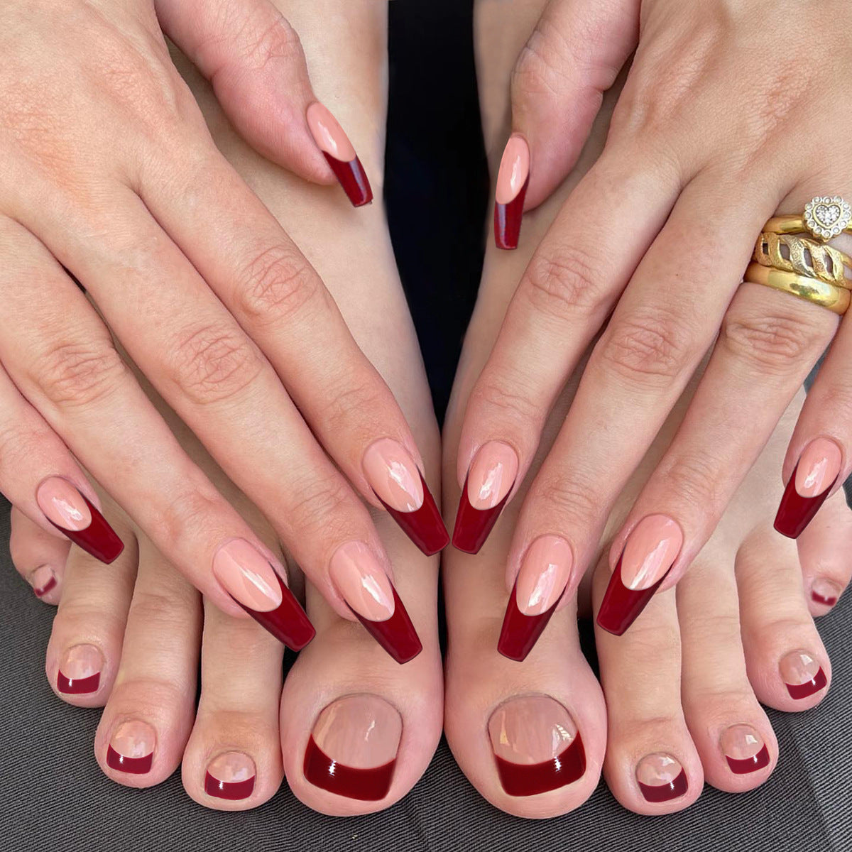 Red Nail Dressing Set with Tools and Foot Patch for Bright - Teleplus nail dressing foot patch set bright red