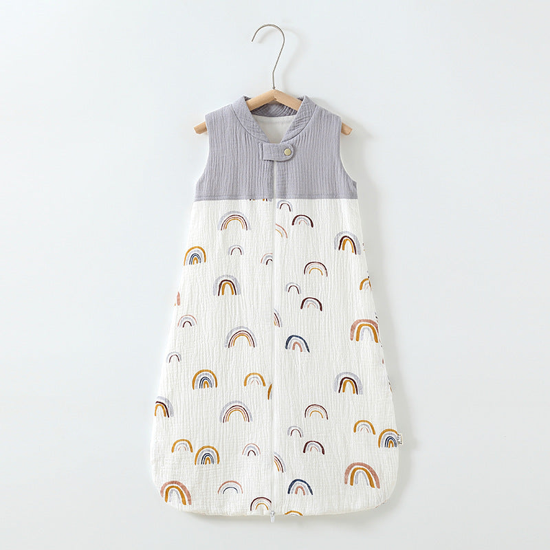 Red Rainbow Pattern Collar Gauze Waistcoat for Comfortable Wear - Snuggle Up in Patchwork collar gauze waistcoat