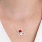 925 Sterling Silver Red Rose Infinity Necklace with White Stone