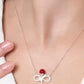 925 Sterling Silver Red Rose Infinity Necklace with White Stone