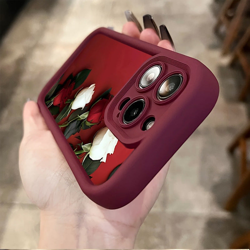 Red White Rose iPhone Case Wine TPU Soft Shell Anti Fall Frosted Cover Teleplus red white rose wine