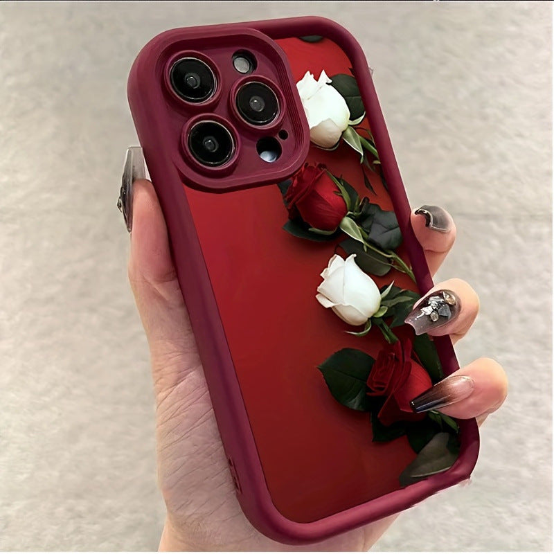 Red White Rose iPhone Case Wine TPU Soft Shell Anti Fall Frosted Cover Teleplus red white rose wine