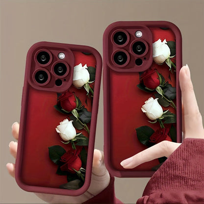 Red White Rose iPhone Case Wine TPU Soft Shell Anti Fall Frosted Cover Teleplus red white rose wine