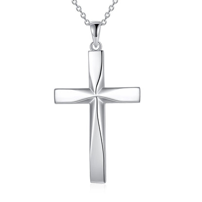 Religious Cross Pendant Necklace Sterling Silver Origami Cross Pendant Gifts for Women Men Jewelry - Faith Meets Fold: