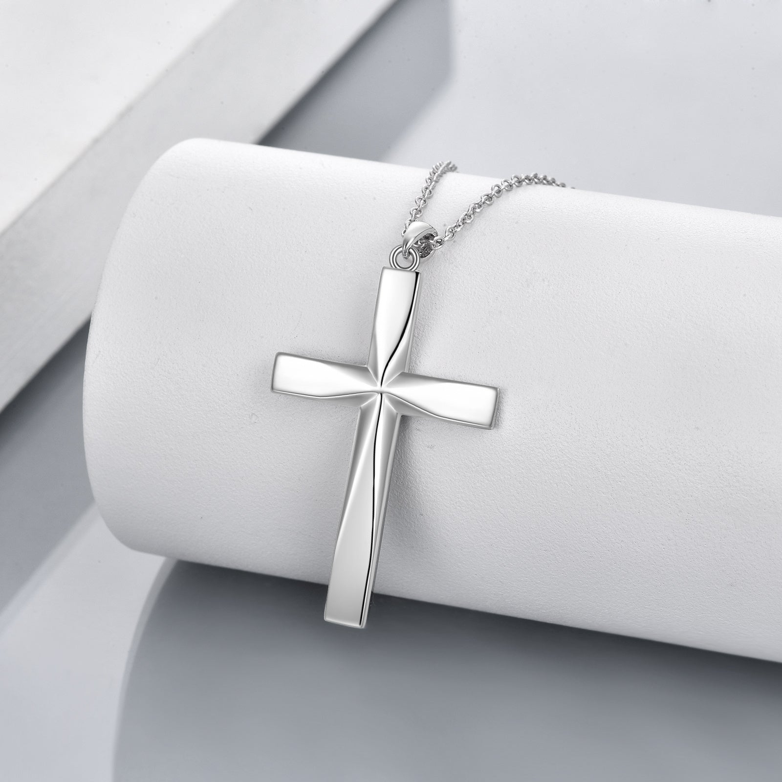 Religious Cross Pendant Necklace Sterling Silver Origami Cross Pendant Gifts for Women Men Jewelry - Faith Meets Fold: