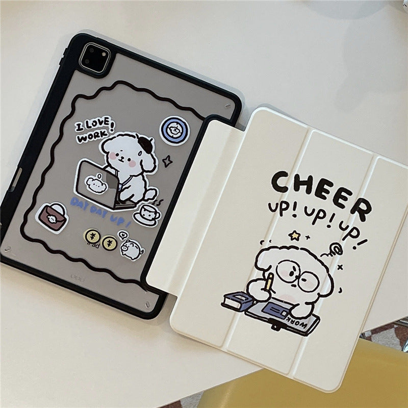 Repair Dog Cartoon Plate With Pen Slot Acrylic Soft Anti-fall Protective Cover - Protect Your iPad Pro with Silly Pup