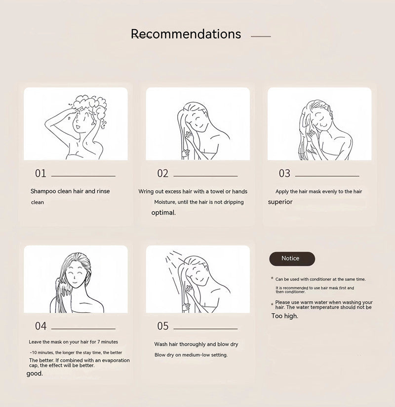 Hair Repair Mask for Damaged Nourishes and Improves Restlessness 500ml - Baking Oil Cream to Dryness Improve baking oil