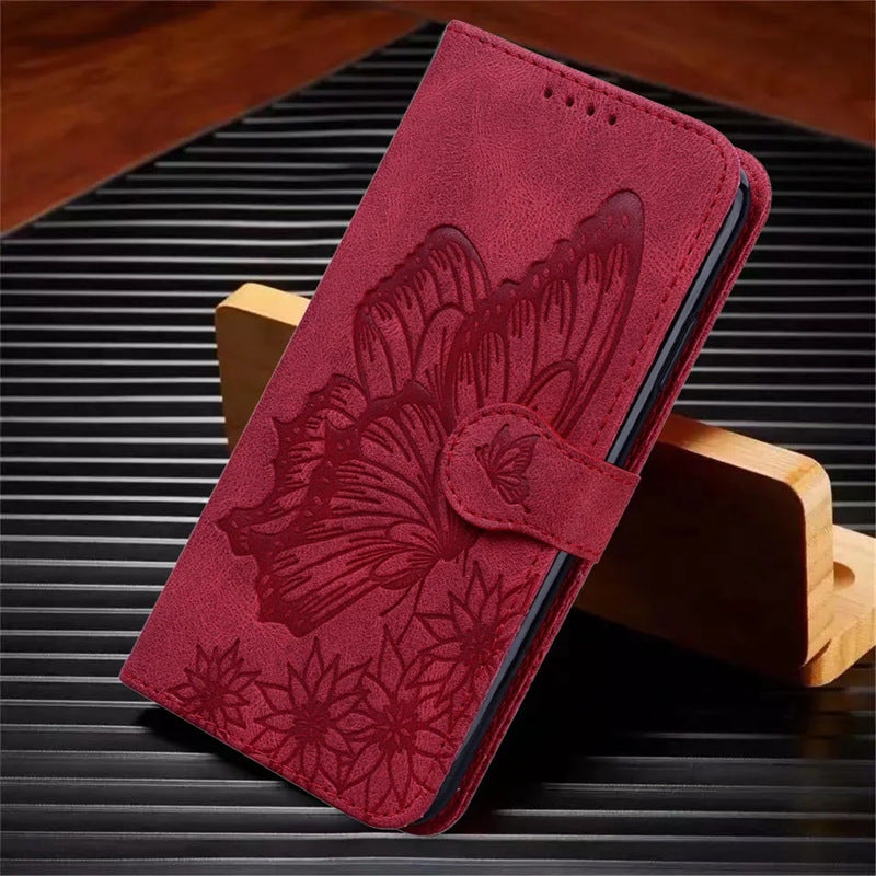 Leather phone case with embossed bow design in multiple colors for the United States and CHF markets - Retro Embossed