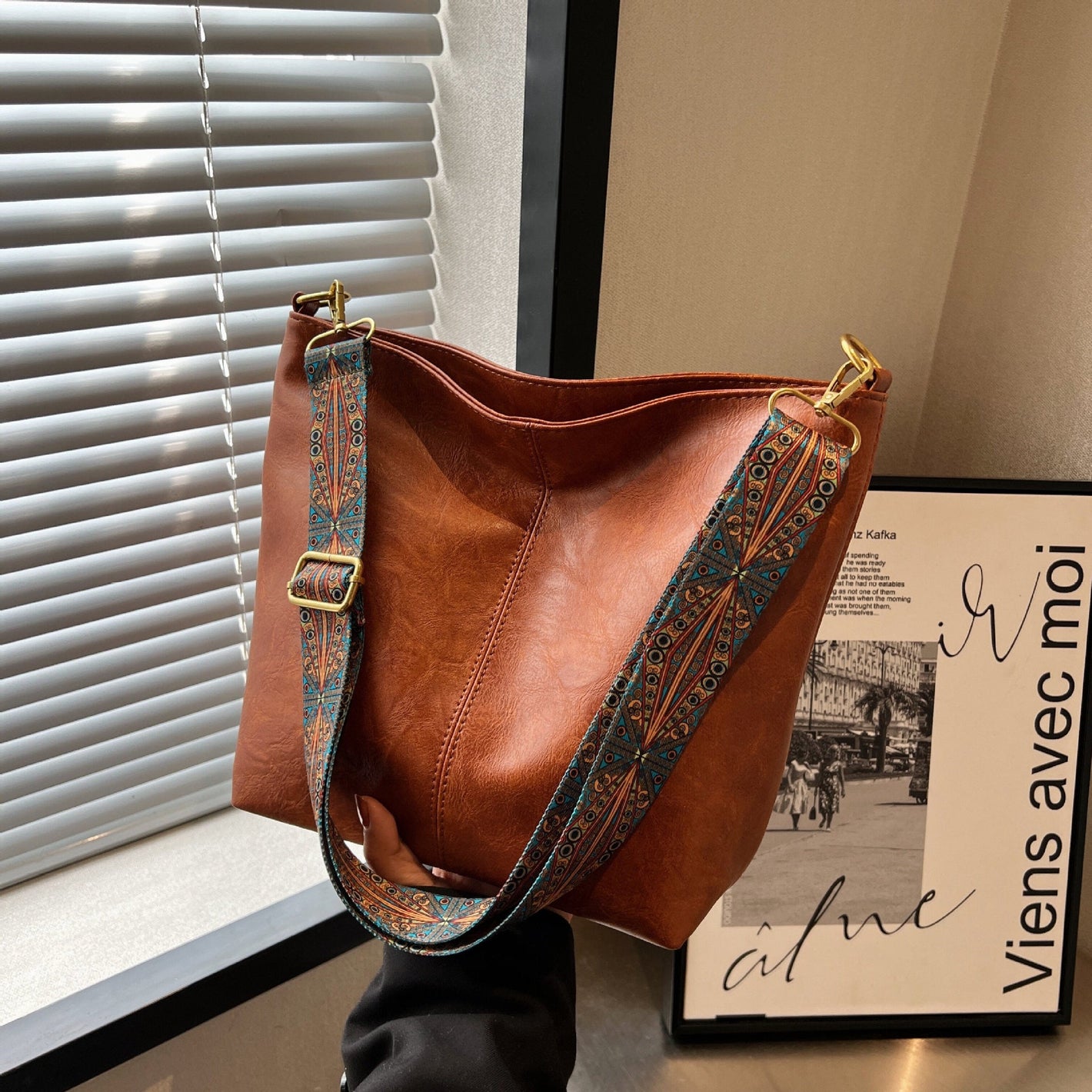 Retro Broadband Shoulder Messenger Bag with Polyester Lining for Daily - Teleplus Use retro broadband shoulder